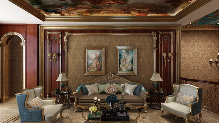 中海一號別墅古典美式風格設計效果圖